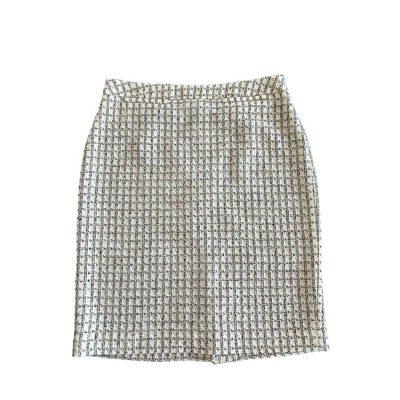 Halogen Nordstrom Women Tweed High Rise Pencil back Slit Skirt‎ Black/White Sz 4 - Picture 1 of 6